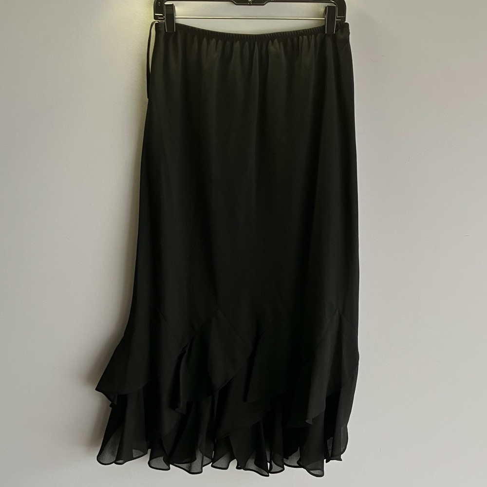 J.B.S. Black Maxi Skirt with Ruffle Hem